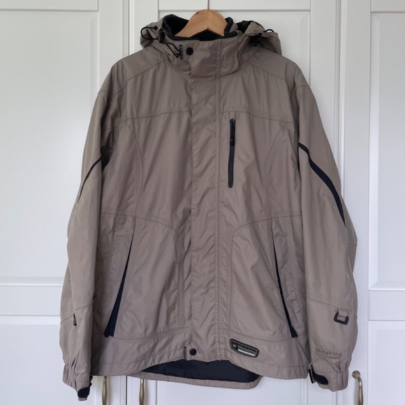 Wetskins Rain Jacket with Hood, Black/Tan, Size Medium - Picture 2 of 16